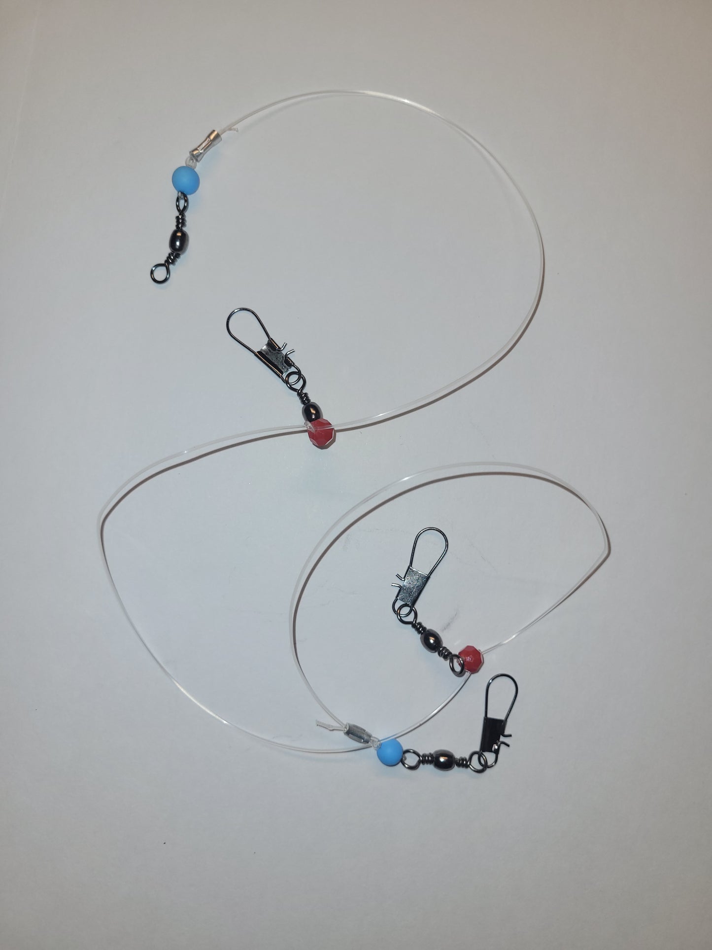 2 HOOKS,1WEIGHT SWIVELS 100 LB+BREAK STRENGTH FIGHT POWER LEADER